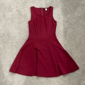 Formal Deep Red Mini Flare Dress, Size 4